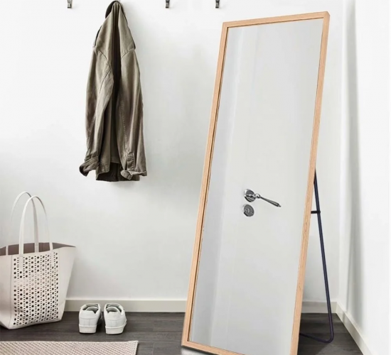 Solid Wood Full Length Floor Mirror Leaning Hang or Stand